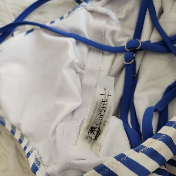 Cupshe Women's Small One Piece Swimsuit Sailor Ruffled Back Cross Nautica - Picture 8 of 10